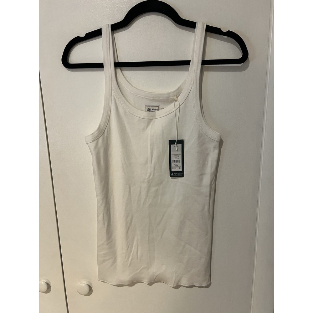 NWT Alpine Design Women's Ribbed‎ Tank Top White Size XL Raw Hem